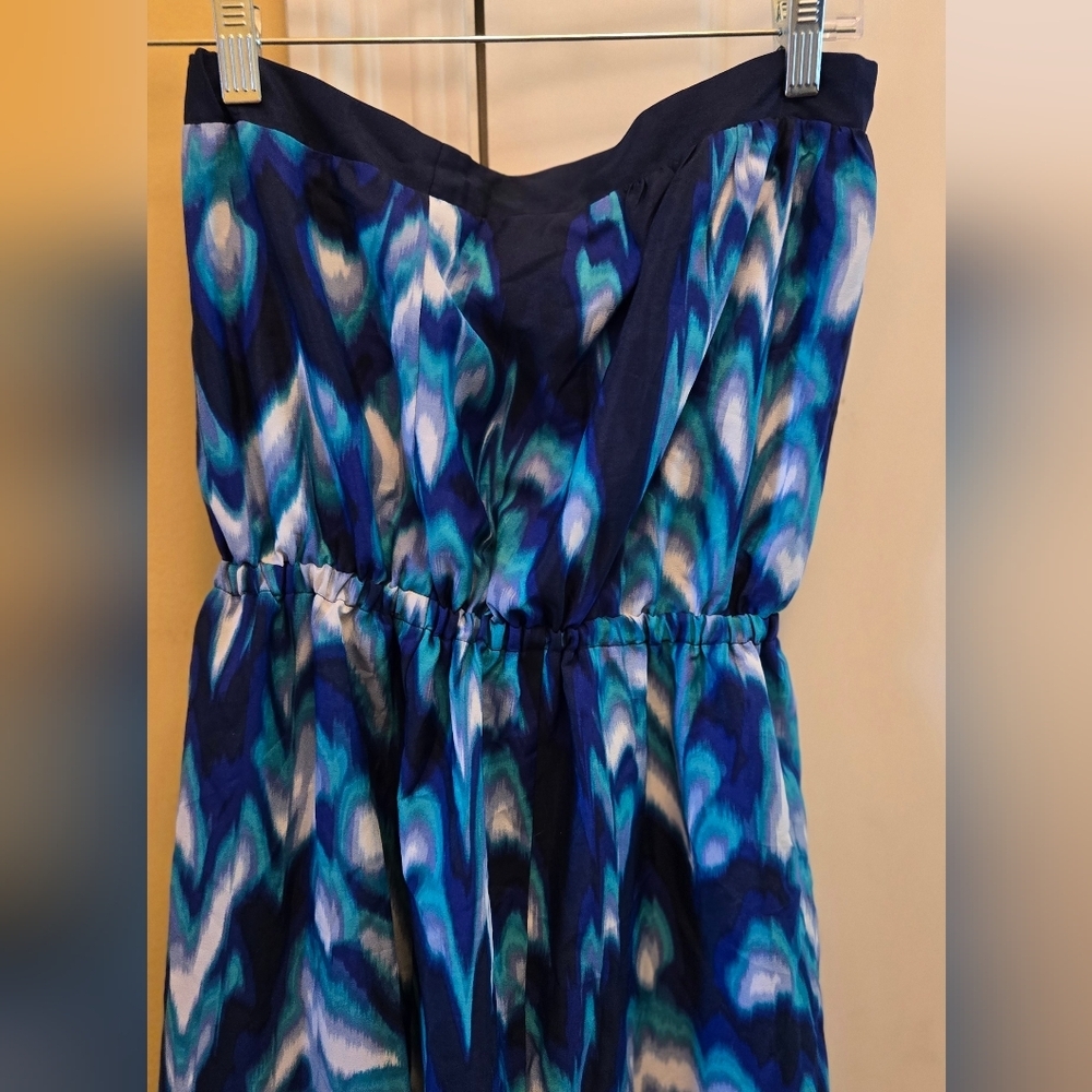 Lavendar Brown Strapless Blue Womens Maxi Dress With Split In The Front Y2k View 3
